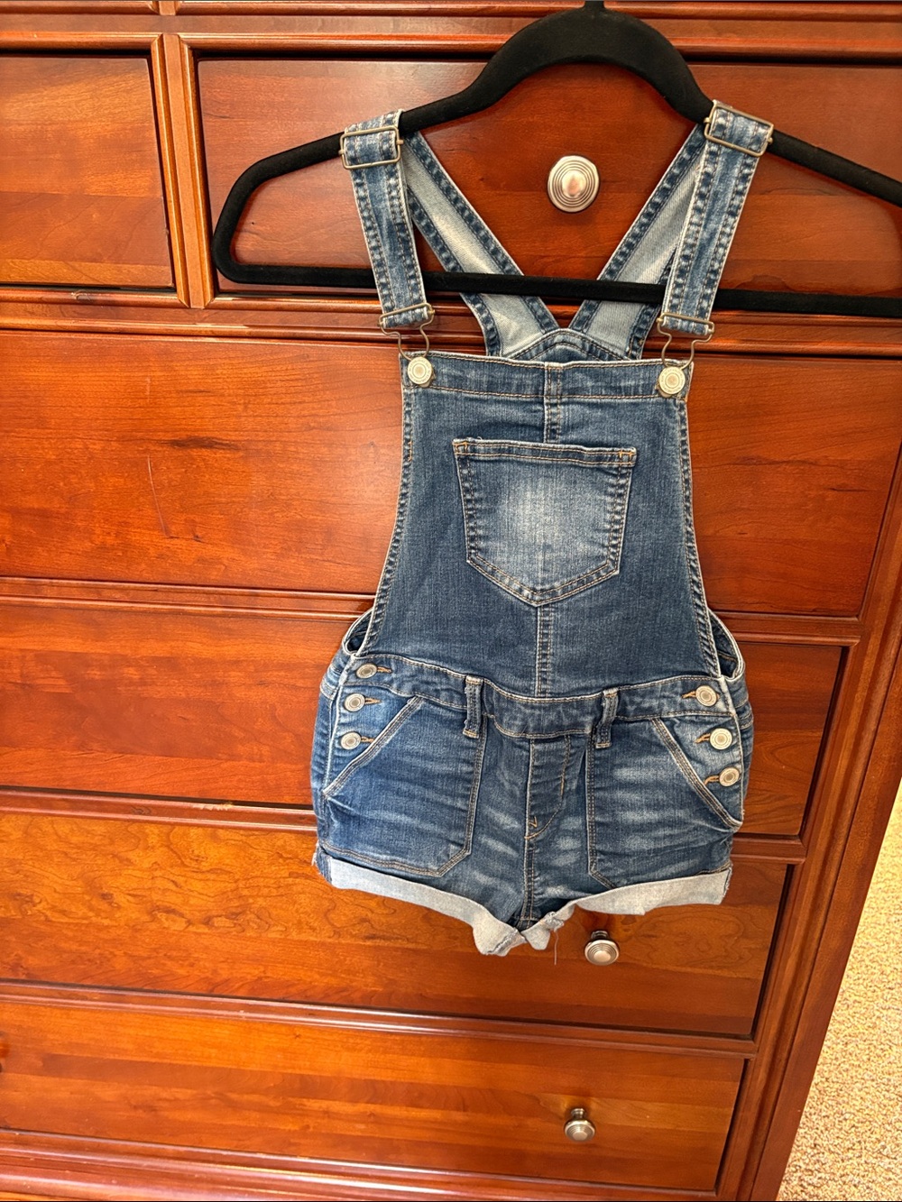 SO Denim Short Overalls in Blue Wash